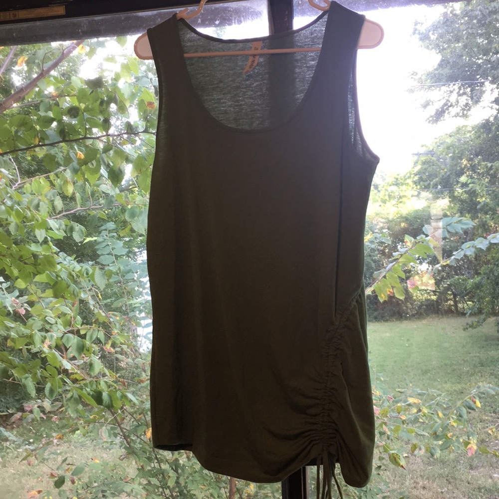 Ruched green tank top